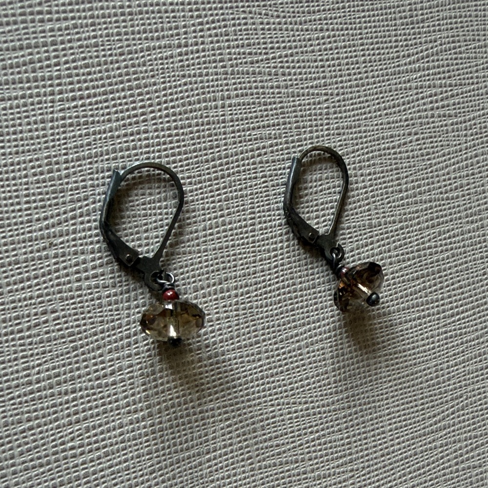 Smoky Crystal Drop Leverback Earrings - Women's Costume Jewelry